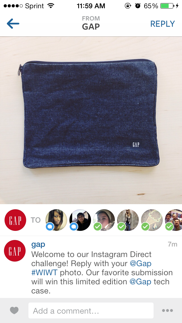 gap usando instagram direct